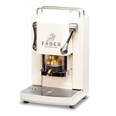 Image de FABER COFFEE MACHINES Modèle Pro Mini Deluxe Machine à café dosettes ese 44mm Finition Chrome Pressacialda en laiton (Pure White)