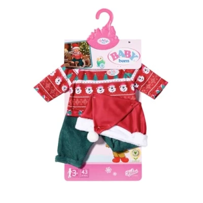 Image de Baby Born EA Tenue de Noël pour poupées 43 cm Les Petites Mains, Jeu créatif développe l’empathie &amp; aptitudes sociales, 3 Ans + avec Un Pull, Pantalon Bonnet, 830291