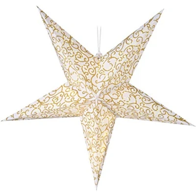 Image de Étoile en papier doré 60 cm 10 LED/minuteur de Noël à suspendre lumineuse