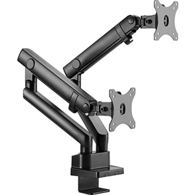 Image de ICY BOX Support de moniteur pour 2 moniteurs jusqu&#039;à 32 pouces (jusqu&#039;à 8kg, VESA 75x75/100x100), Fixation sur le plateau/le bord la table, Acier, Noir, IB MS314 T