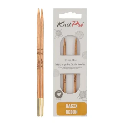 Image de KnitPro Basix Aiguilles à Tricoter circulaires interchangeables, Bouleau, Multicolore, 11.6 x 0.35 cm