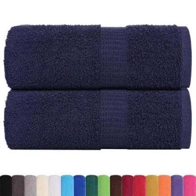 Image de vidaXL Serviettes d&#039;invité 2 pcs Bleu Marine 30x50 cm 100% Coton, Serviette, Serviette de Visage, Ensemble Bain, Bain
