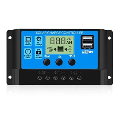 Image de Thlevel 30A 12V/24V Contrôleur de Charge Régulateur Panneau Solaire Batterie Intelligent PWM avec 5V Double Port USB LCD Affichage pour Les Batteries Plomb acide (30A)