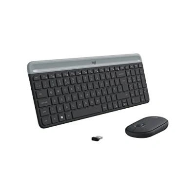 Image de Combo Clavier et Souris LOGITECH MK470 Sans Fil 2.4 GHz AZERTY Belge Ultra Fin Noir