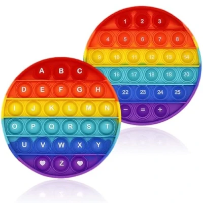 Image de Yeefunjoy Pop It Fidget Toys, Popit Push Bubble Poppers Silicone de Première Couleur Arc en Ciel Jouet, Jouet Sensoriels Educatifs Lettre Maths Manette Anti anxiété pour Enfant et Adulte