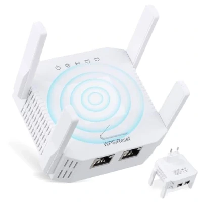 Image de Mapille Répéteur WiFi Puissant 1200Mbps, Amplificateur Double Bande 2,4GHz et 5GHz, Modes Répéteur/AP/Routeur, 4 Antennes, Range Extender Compatible avec Toutes Les Box Internet, EU Plug