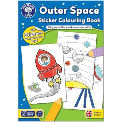 Image de Orchard Toys Outer Space Sticker Colouring Book, Educational Activity Space, Kids Age 3 Years +, Perfect for Parties