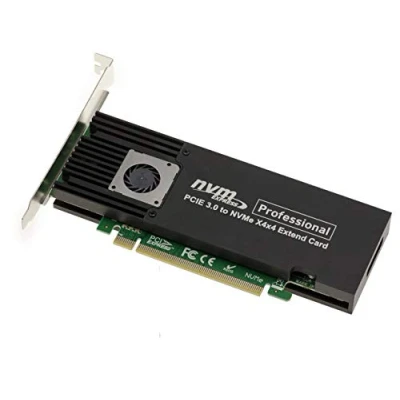 Image de KALEA INFORMATIQUE Carte contrôleur M2 PCIe 3.0 x16 pour 4 SSD M.2 NVMe M Key. High et Low Profile. Chipset ASM2824.