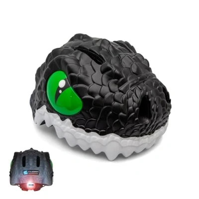 Image de Crazy Safety Casque de vélo pour Enfants 2 7 Ans vélo, Skateboard, Cyclisme, Course, Trottinette, Rollers 3D Animalier léger et Ajustable 49 55 cm (Dragon Noir)