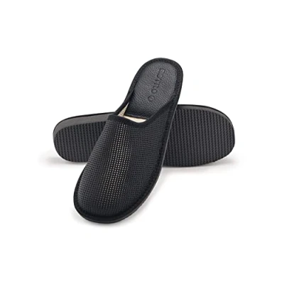 Image de ESTRO Pantoufles Homme Ete Cuir Chaussons Ouvert Mules Semelle Inoubliable F19 (Noir F20, 46 EU)