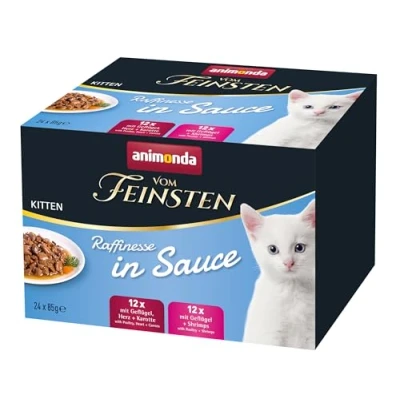 Image de animonda Vom Feinsten Kitten Raffinesse dans Un Pack de Sauce (24 x 85 g), Nourriture Humide pour Chatons en Croissance, Chat sans céréales ni Sucre, sachets portions