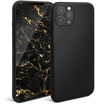 Image de Moozy Minimalist Series coque en silicone pour iPhone 13 Pro, noir Finition mate légère, de protection fine et souple TPU avec surface Neuf