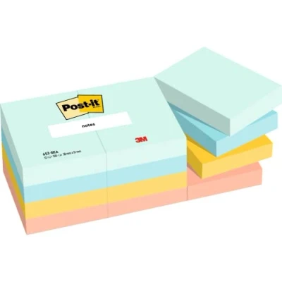 Image de Post it Notes, Couleurs Beach, Pack de 12 Blocs, 100 Feuilles par Bloc, 38 mm x 51 mm, Vert, Jaune, Orange Notes Autocollantes pour Prise Listes Tâches et Rappels