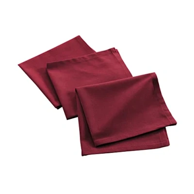 Image de douceur d&#039;intérieur, 3 Serviettes de Table (40 x 40 Cm) Mistral Bordeaux, Coton Recyclé