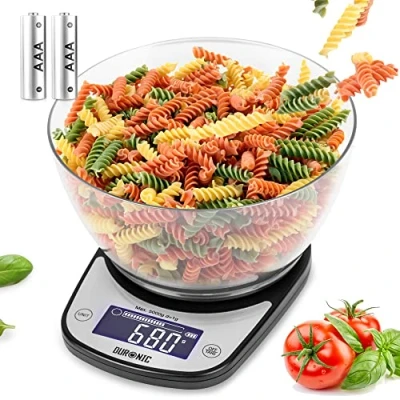Image de Duronic KS5000 BKCR Balance de Cuisine d&#039;une capacité 5 kg Précision à 1 g Bol 2 L inclus Large écran LCD Fonction d&#039;a