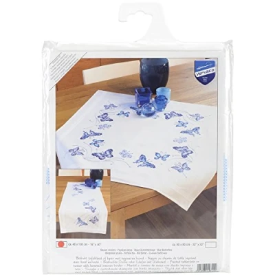 Image de Vervaco Kit chemin de table Papillons bleus , Multi 40 x 2 20 cm