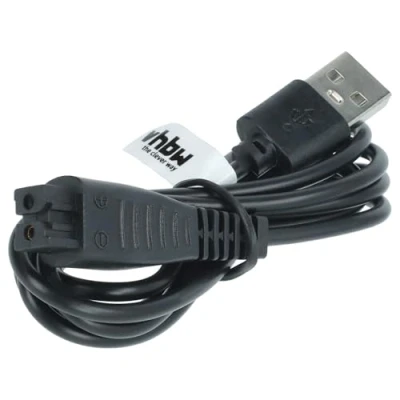 Image de vhbw Câble de Charge Compatible avec Panasonic ES RT40, RT47, RT53, RT67, RT87, ST21 Rasoir d&#039;alimentation, 120 cm, Noir