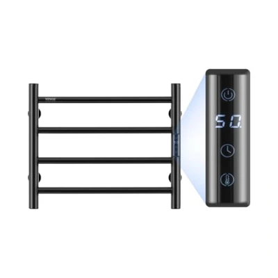 Image de VEVOR Porte Serviettes Chauffant, Noir, 4 Barres