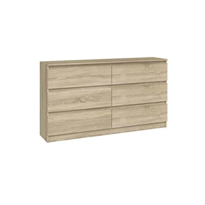 Image de CDF Commode Malwa M6 140 Couleur : Chêne Sonoma Armoire pour Documents, Petits Objets Idéal Salon, Chambre à Coucher, d&#039;enfant, et Bureau 6 tiroirs spacieux