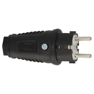 Image de Brennenstuhl Prise en caoutchouc avec contact de mise à la terre 230 V/16 A (IP54, convient pour une utilisation extérieur, idéale connecter rallonge ou réparer un câble endommagé)