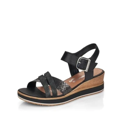 Image de Remonte Femme D6454 Sandale cale, Graphite Noir 00, 40 EU