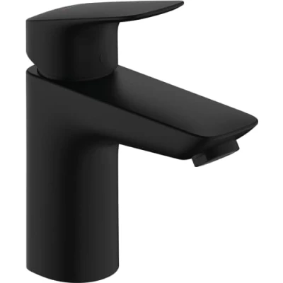 Image de hansgrohe Logis Mitigeur de lavabo avec vidage Push Open, Robinet salle bain hauteur sous bec 100 mm, économie d&#039;eau (EcoSmart), Noir mat, 71107670