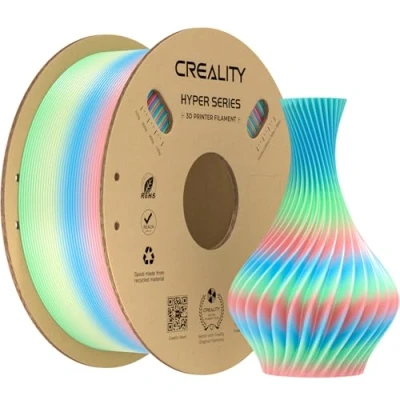 Image de Creality Hyper PLA Filaments, Conçu pour Imprimante 3D Haute Vitesse 600mm/s, 1kg(2.2lbs)/Spool, Précision Dimensionnelle ± 0.03mm Gradient Arc en ciel Fleurs Sauvages Court