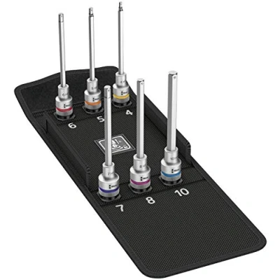Image de Wera 05004210001 8740 C HF 2 Zyklop Jeu de douilles à embout six pans creux avec fonction retenue, 6 pièces, Multicolore