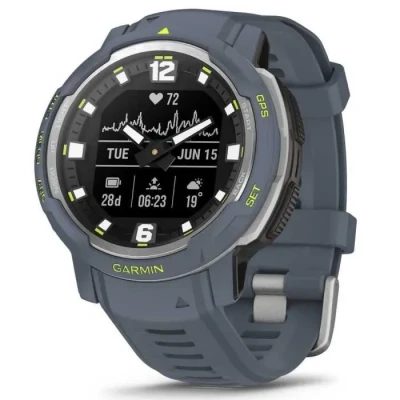 Image de Garmin Instinct Crossover Montre GPS connectée Hybride et Robuste Bleu Granite Boîtier 45 mm