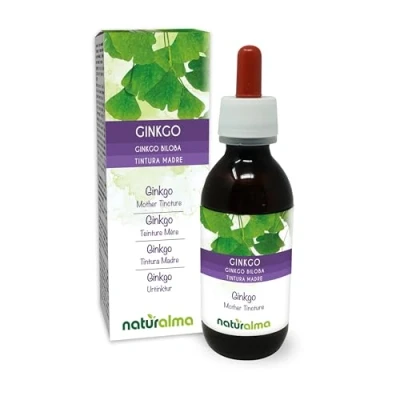 Image de Ginkgo (Ginkgo biloba) feuilles Teinture Mère sans alcool Naturalma Extrait liquide gouttes 120 ml Complément alimentaire Végétalien ou végan
