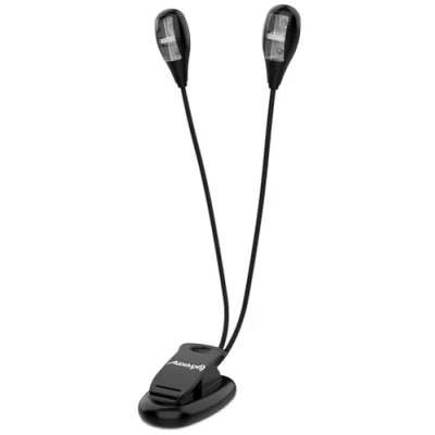 Image de Audibax Niza 4 Lampe Double Pupitre pour Partitions Alimentée par Batterie Réglage Individuel de l&#039;Intensité Connectivité Filaire AC/DC Piano Le Soin des Yeux