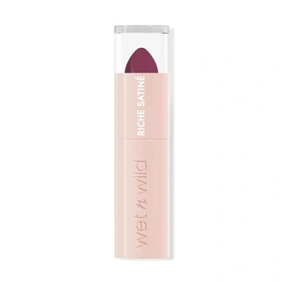 Image de Wet n Wild Rich Satin Lip Colour, Rouge à Lèvres Longue Durée avec Finition Satinée, Formule Non Séchante, Hydratante et Richement Pigmentée Texture Veloutée, Berried Life