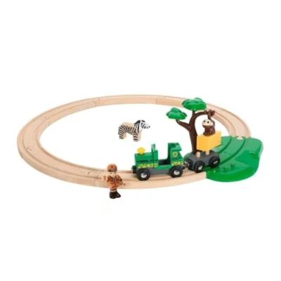 Image de BRIO World 33720 Circuit Safari Coffret complet 17 pièces Action de jeu sans pile Figurine et animaux inclus train en bois Jouet mixte à partir 3 ans