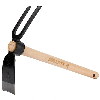 Image de Bellota HOE228AW400AP Houe forgée avec système anti rotation Tête à double usage et fourche manche en bois Outil de jardin, verger serre