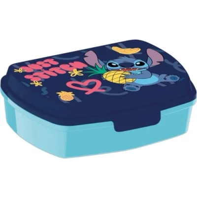 Image de ALMACENESADAN; 5463 Pack rentrée scolaire et cadeau ; composé d&#039;une boîte à sandwich rectangulaire multicolore, produit réutilisable, sans BPA (Stitch)