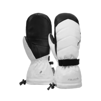 Image de Reusch Nadia R tex XT Moufles avec Isolation en Duvet et Membrane imperméable, Gants de Ski très Chauds d&#039;hiver, Blanc/Noir, 8.5 Femme