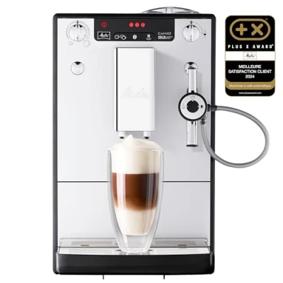 Image de Melitta Solo &amp; Perfect Milk Argent, Machine à Café Grains avec Broyeur et Système d&#039;Extraction des Arômes, Mode 1 2 Tasses, Auto Cappuccinatore, Affichage LED, E957 203, 1400W
