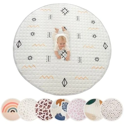 Image de Hakuna Matte Tapis d&#039;éveil matelassé pour bébé de 150 cm, extra épais 1,5 cm et doux au beau design unisexe jeu avec dessous antidérapant ramper jouer