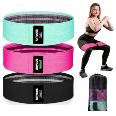 Image de unycos Set 3 en 1 de Bandes Elastiques Fitness Latex avec Sac Rangement, Niveaux Résistance Léger/Moyen/Lourd, pour Hanche 9 23 kg, Longueur 80 mm
