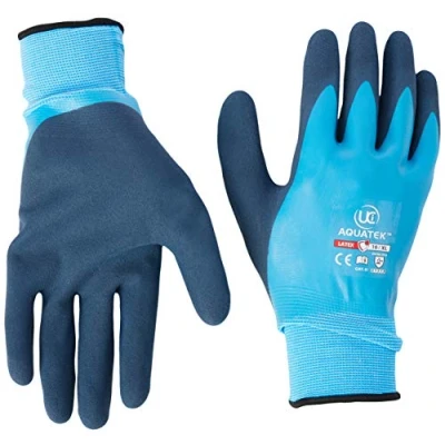 Image de UCI aquatek Latex étanche entièrement RECOUVERT Prise Travail Gants Bleu 10/XL