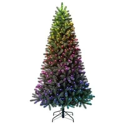 Image de Arbre de Noël Artificiel pré illuminé Twinkly Contrôlé par Application avec 540 LED RVB (16 Millions Couleurs) Décoration Intelligente pour l&#039;intérieur Vert, 2,1 mètres