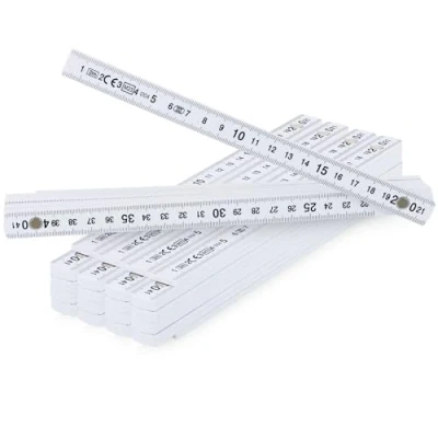 Image de com four® Mètre Pliant 5X en Plastique de 2 mètres avec 10 Sections métrique Blanc (5 pièces Blanc)