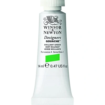 Image de Winsor &amp; Newton Designers Gouache Peinture pour le Dessin, L&#039;illustration, Design Aquarelle Opaque, Tube de 14ml, Couleur Vert Brillant