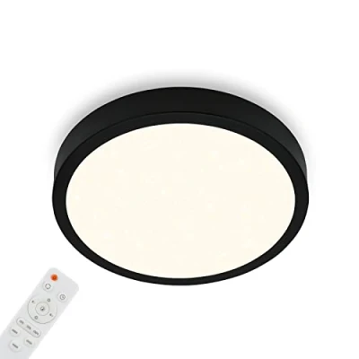 Image de Briloner Leuchten Ceiling Light Starry Sky Dimmable Colour Temperature Adjustable Surface Mounted Lamp Remote Control Black Diameter 380 x 50 mm
