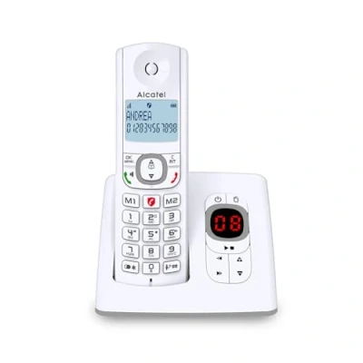Image de Alcatel F530 Voice, téléphone sans fil avec répondeur, blocage d&#039;appels, mains libres et deux mémoires directes Blanc/Gris