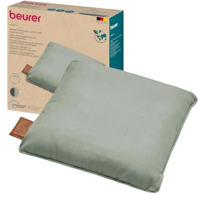 Image de Beurer MG 139 Coussin de Massage sans Fil Shiatsu avec Fonction chauffante, Chaleur commutable, fabriqué en matériau recyclé, Lavable Machine, arrêt Automatique, 40 x cm, Mint