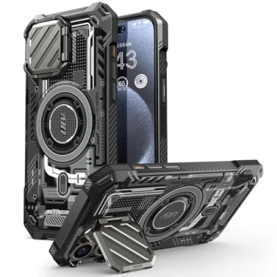 Image de SUPCASE Coque pour iPhone 15 Pro Max Magnétique avec Protecteur Caméra Support Réglable [MagSafe Compatible] [Mag XT] Robuste Antichoc Béquille Intégrée Protection Max, Noir2