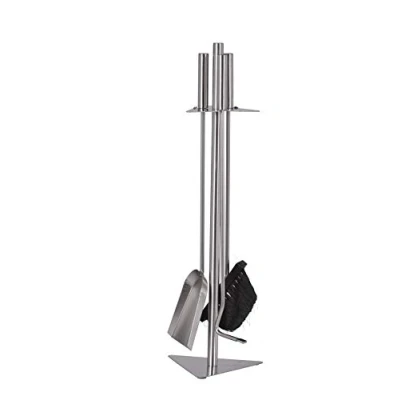 Image de Serviteur de cheminée 4 pièces 180 x 160 600 mm (l p h), support couverts et poignées en acier inoxydable