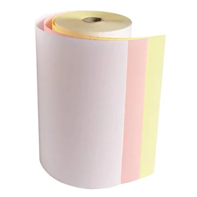 Image de Exacompta Réf. 52123E Carton de 6 bobines pour Télex largeur 210 mm x diamètre 120 mandrin 25 3 plis chimique blanc, bleu, jaune, autocopiant 57g/m² Métrage (+ ou 2m) : 47 m