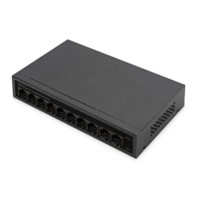 Image de Switch DIGITUS 8+2 PORT FAST ETHERNET POE IEEE802.3 IEEE802.3af IEEE802.3x